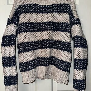 Maurices Navy and Cream Striped Sweater